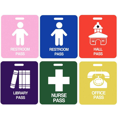 Unbreakable PVC Hall Pass Lanyards, Mlife School Passes Set for Teachers, 12 Pack Hall, Bathroom, Library, Office and