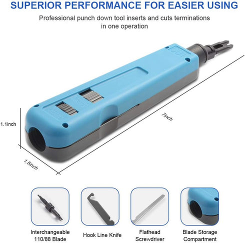 Punch Down Tool with 110/88 Blade & Network Wire Stripper for Telephone and Cat Cables