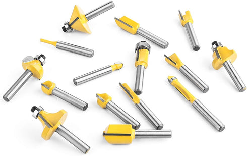 Set 15 1/4 Inch KOWOOD Router Bits of Pieces Woodwork Tools for Beginners