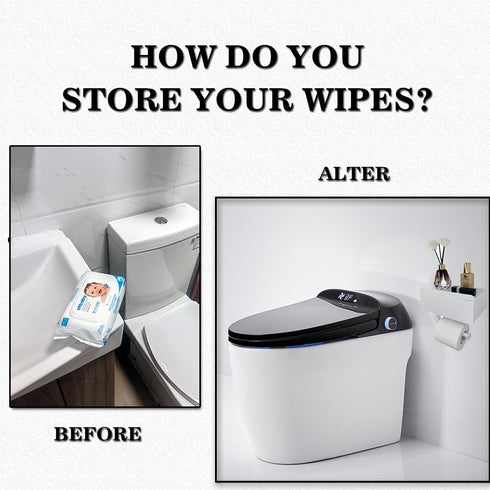 Generic Toilet Paper Holder with Built-in Storage Drawer | Glossy Plastic Bathroom Organizer | Dual-Mount