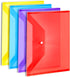 LEOBRO 4 PCS Plastic File Folders - A4 Size Document Holders with Snap Closure, Clear Envelopes Organizer