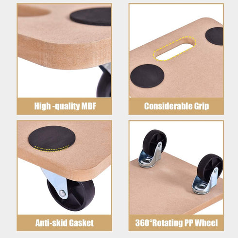 500 Lbs (23" x11.5" Goplus Furniture Moving Dolly, Heavy Duty Wood Rolling Mover with Wheels for Piano Couch Fridge