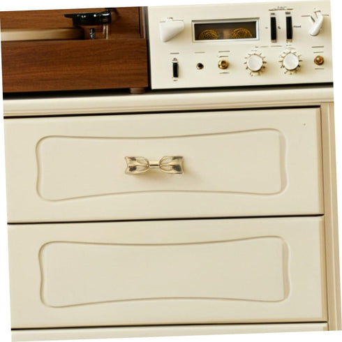 2sets ORFOFE Stylish Brass Bowknot Drawer Pulls Decorative Bow Dresser Knobs for Wardrobe Cabinet and Bedside Table