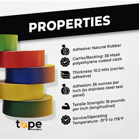 WOD DTC10 Advanced Strength Industrial Grade Yellow Duct Tape, 2 inch x 60 ft, Waterproof