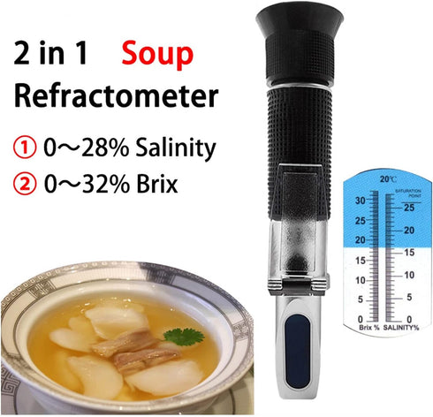 VGVGV 2 1 Refractometer0-28% Salinometer0-32% Brix Refractometer, in Brine Salinometer Suger Meter Tester for Wine