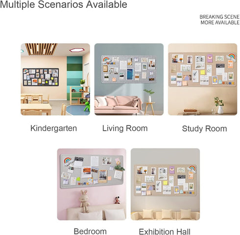 Foldable Large Felt Bulletin Board, 36'' x 18'', Decorative Display Board with 35 Rose Pins for Home, Office
