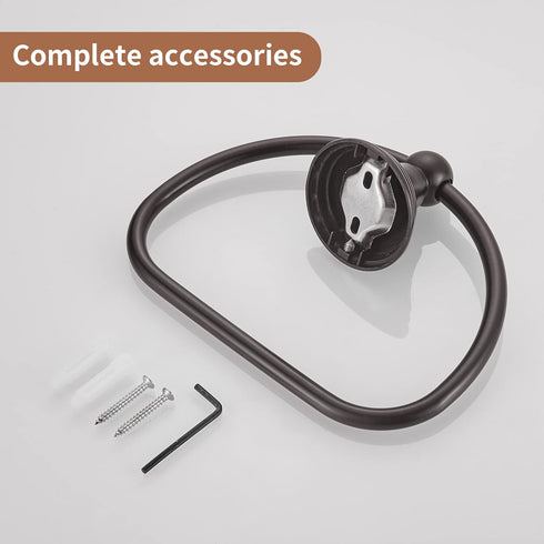 WOLIBEER Bronze Towel Ring, Bathroom Hand Towel Holder, Round Wall Mounted Bath Accessories
