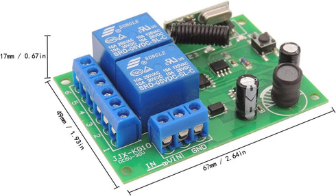 DieseRC DC 12V 24V 30V Secure Remote Control Switch: Universal Wireless 433MHz RF 10A Relay Receiver Board