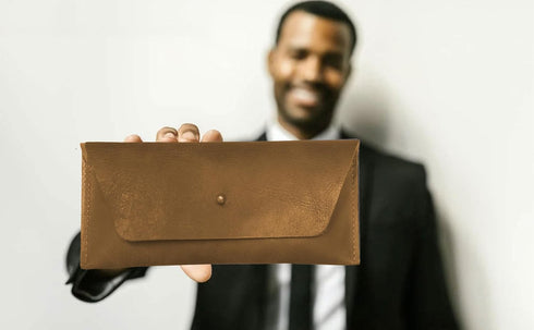 succor Genuine Leather Cash Envelopes for Men, Reusable Budget Wallet, Retro Clutch for Minimalist