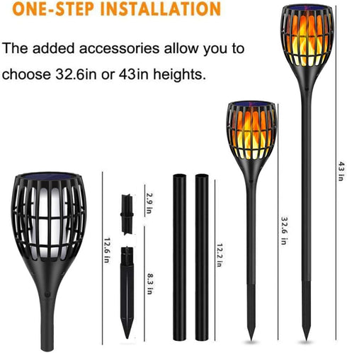 43" 1 Pack Solar Torch Lights, Waterproof Flickering Flames Torches Lights Outdoor Solar Spotlights Landscape