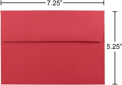 JAM PAPER A7 Colored Invitation Envelopes - Red Recycled - 5 1/4 x 7 1/4 - 50/Pack
