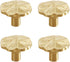 SANCHAKOU Cabinet Furniture Knobs 4 Pack Brass Wardrobe Cabinet Bedside Table Lotus Leaf