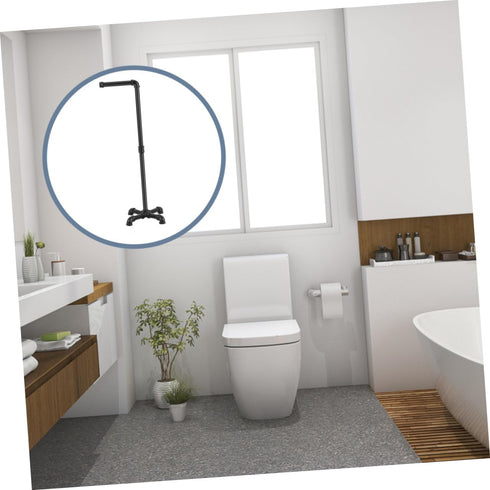 Gatuida Farmhouse Style Standing Paper Towel Rack Black Iron Pipe Toilet Tissue Holder with Capacity for Bathroom