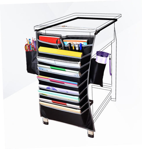 COHEALI Desk Side Storage Bag Oxford Fabric Student Book Organizer Pockets for School Office Dorm (Adjustable Large