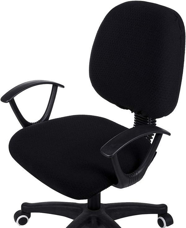 Smiry Stretch Jacquard Office Computer Chair Covers - Removable Washable Universal Desk Slipcovers in Black