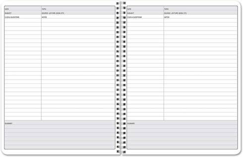 BookFactory Universal Note Taking System - Cornell Notes, 100 Pages, 8 1/2" x 11", Wire-O