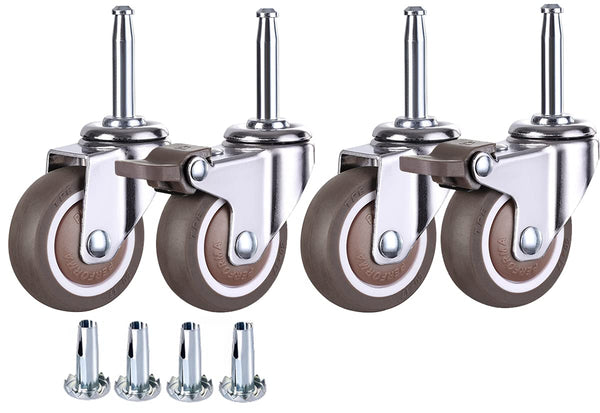 nerilee 2 Inch Rubber Caster Wheel Set of 4(2 with Brakes & 2