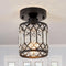 Wuhuyipi Crystal Black Ceiling Lights Modern Semi Flush Mount Ceiling Light Fixture,Farmhouse Rustic