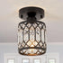 Wuhuyipi Crystal Black Ceiling Lights Modern Semi Flush Mount Ceiling Light Fixture,Farmhouse Rustic