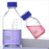 100ml Graduated Glass Round Media Storage Bottle with Blue GL45 Screw Cap, Wide Mouth Lab Reagent Bottle