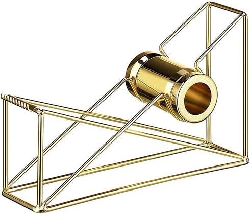 Metal Wire Tape Dispenser, Desktop Tape Holder Cutter for Home School Office Supplies, 1 Piece (Gold)
