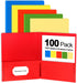 Habgp 100 Pack Plastic Folders with Pockets - 5 Color Heavy Duty Two Pocket Folder Business Card Holder for Office