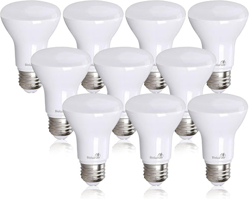 Bioluz LED 10 Pack BR20 LED Bulb, 6W=50W, 2700K Warm White, Dimmable, 540 Lumen