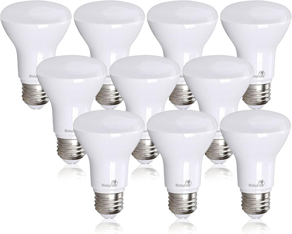 Bioluz LED 10 Pack BR20 LED Bulb, 6W=50W, 2700K Warm White, Dimmable, 540 Lumen
