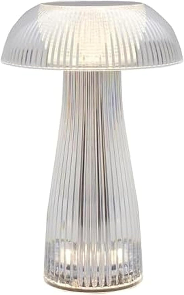 Mikasa Clear Acrylic Mushroom LED Rechargeable Cordless Lamp, 6.9x6.9x10.2 Inch