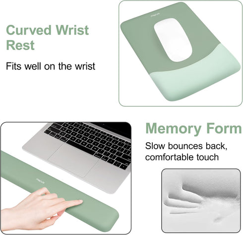 Set, MOSISO Wrist Rest Support for Mouse Pad&Keyboard Rectangular Ergonomic Mousepad Non-Slip Base Home/Office Pain