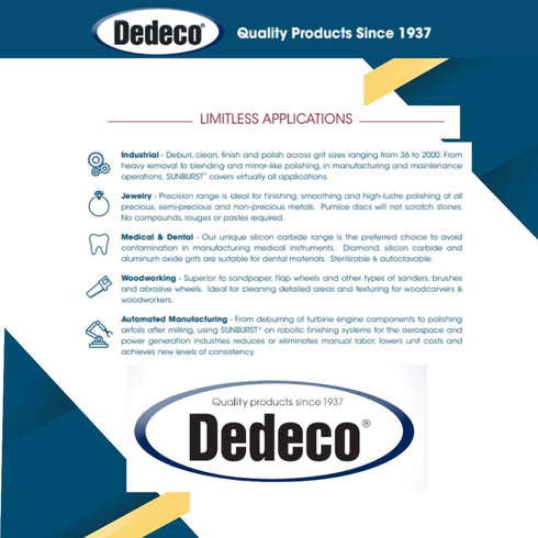 1 Dedeco Sunburst Radial Disc Adapter Rotary Tool Accessory - Left, Piece Per Unit