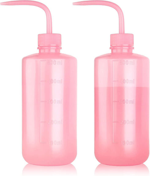 Melphoe Tattoo Wash Bottle 2Pcs 500ml Water Squirt Bottle, Safety Rinse Bottle, Tattoo Supplies, Pink