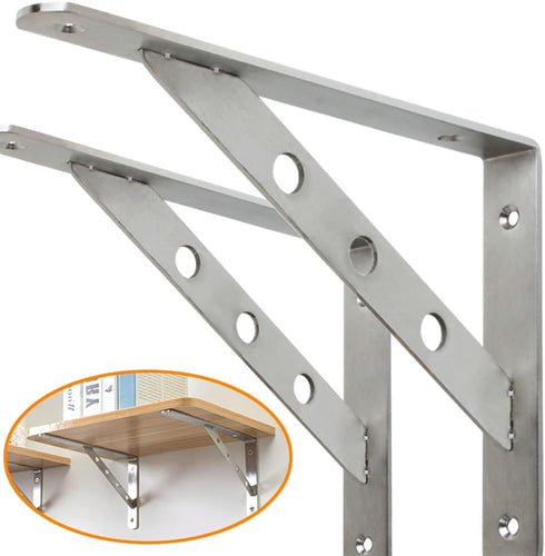 AmericFengBao Shelf,J5303-2P 1 Pair(10 inches) Heavy Duty Shelf Bracket,Welded Bracket,Stainless Steel Solid Shelf