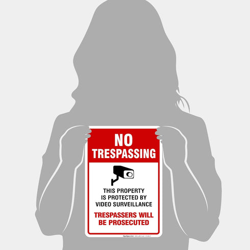 Video Surveillance No Trespassing Sign - CCTV Security Camera (2 Pack) 10x7 Inches, Weather Resistant Vinyl Decal