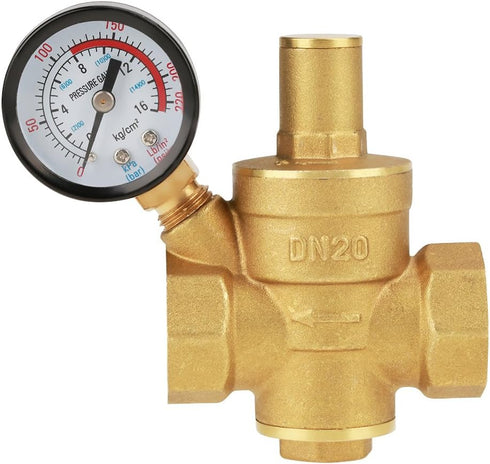 DN20 Brass Adjustable Water Pressure Reducer with Gauge Meter