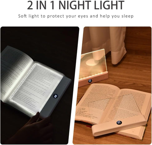 Dimmable 3 AVEKI Book Light, LED Reading Light Color Flat Book Lamp for Reading, Rechargeable Full Page Lights