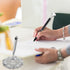 Hollow Round Pen Holder Signing Pen Set, Big Diamond Crystal Pen for Wedding, Graduation Office (Black Ink)