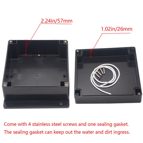 Junction Box IP65 Waterproof - ABS Plastic Electrical Project Case with Fixed Ear, Black 6.30x6.30x3.54 inch
