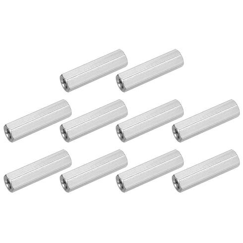 uxcell M8x1.25mm Coupling Nuts, 10 Pcs 304 Stainless Steel Galvanized Hex Rod Coupling Nuts for Industrial