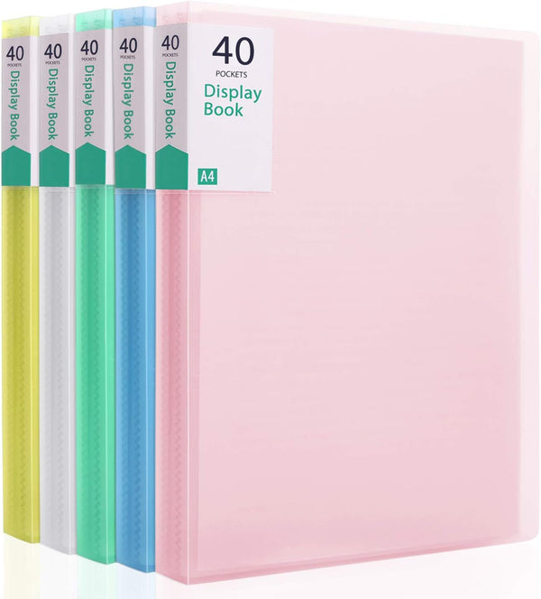 Phyxin 40 Pockets Plastic Presentation Book - Document Organizer for Music Sheets, 5 Pack