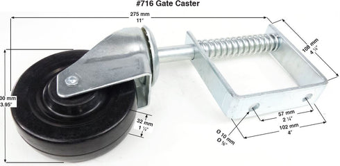 Tech Team #00716 4-Inch Spring Loaded Gate Caster, 125 Pound Capacity, Fence Hardware