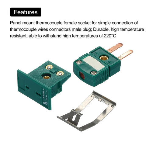 MECCANIXITY R/S Type Thermocouple Wire Connectors, Male Plug with Panel Mount Mini Socket, High Temperature