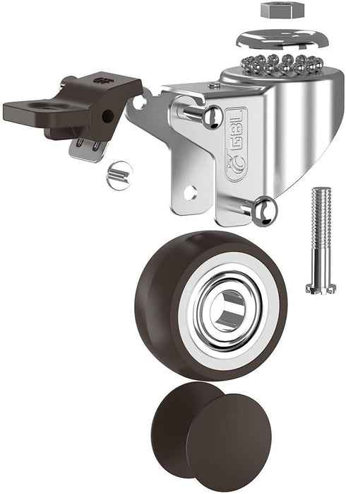 GBL 1" Small Caster Wheels with 2 Brakes + Screws M6x15mm - Set of 4, 90Lbs Low Profile Silent Casters
