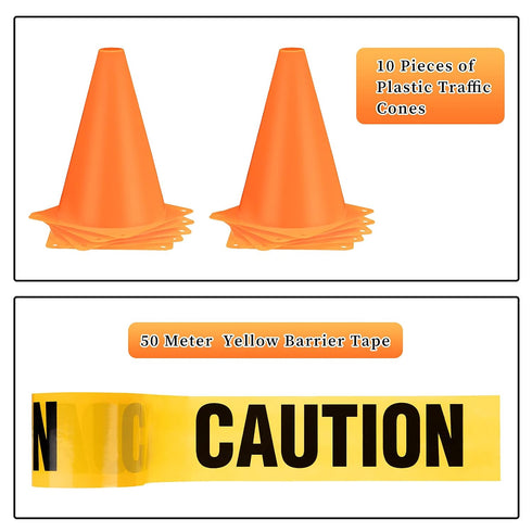 11 Set Decor(7.1 Inch Frienda Pcs Construction Birthday Party Decorations with Mini Traffic Cones and Caution Tape