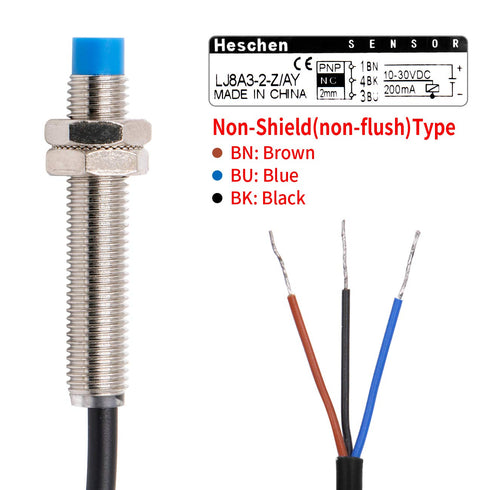 M8 Inductive Proximity Sensor Switch LJ8A3-2-Z/AY Non-Shield Type 2mm 10-30VDC 200mA PNP Normally Closed