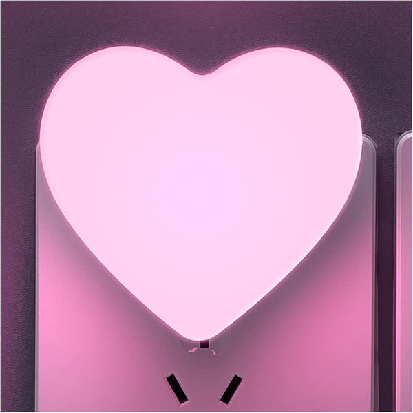 Cute Night Lights, Heart Shape Nursery Nightlight with Light Sensors, Auto Dusk