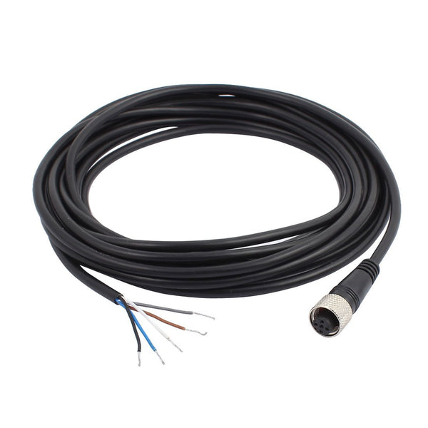 uxcell A16110400ux0295 M12 Female Straight 5 Pins Connector - 5M Black Aviation Socket Electrical Cable