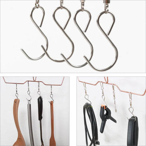 uxcell 6 Pack S Shaped Hooks Clips, Stainless Steel Plating Finish Hangers for Hanging Plants, Pots, Pans, Mugs