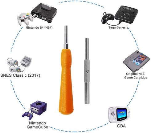 EMiEN Gamebit Screwdriver Kit, 4.5mm 3.8mm Double-End Bit Security Screwdriver for NES, SNES, N64, Game Consoles