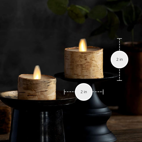 1.4" 2", Pack 2, Luminara Flameless LED Tea Light Candle, x of Birch, Pearl Ivory, Real Flame, Battery Operated